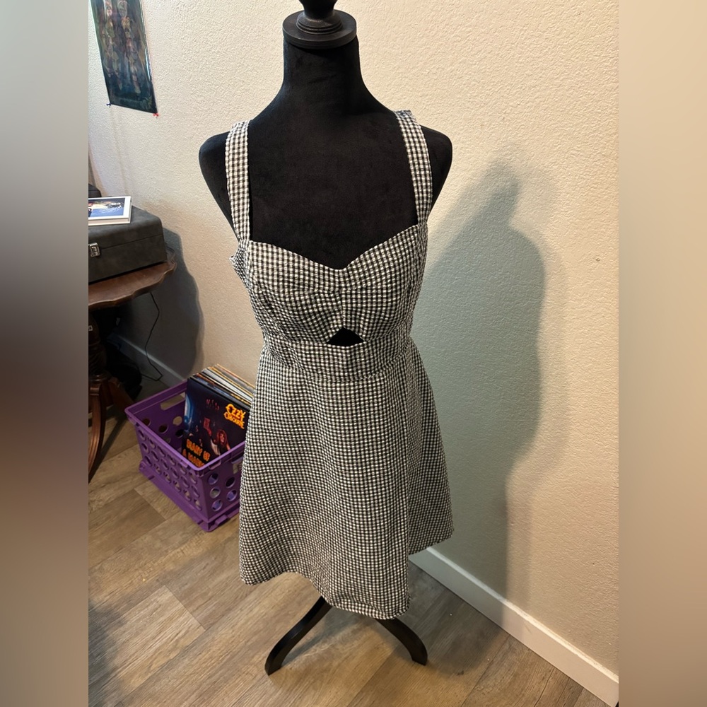 Charlotte Russe gingham black and white mini sundress size M
